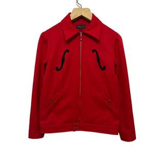 【 GOOD ROCKIN 】 ロカビリー バック 音符 刺繍 ジャケット ボールチェーン ジップ S 赤 レッド rockabilly jacket グッドロッキン 50s 