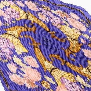 ■極美品 エルメス タグ付 プリーツ カレ 90 ロザンジュ Fleurs Raisins 蒲萄の花 スカーフ ショール シルク 100％ レディース HHE X1-1の画像4