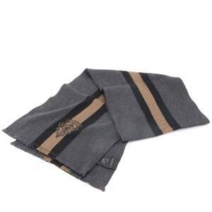 1 jpy # beautiful goods # Gucci # emblem stripe muffler 319964 silk . stole autumn winter gray gentleman men's MFM K7-2