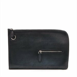 ■ Как новая статья ■ Berluti ■ Chargraph Leather Second Sack Clutch Mucting Commuting Business Navy Navy Men Q21-6