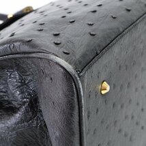 ■美品■オーストリッチ レザー ハンドバッグ バーキン 型 トート トップハンドル 本革 ブラック 黒 A4 レディース EHM L1-6_画像8