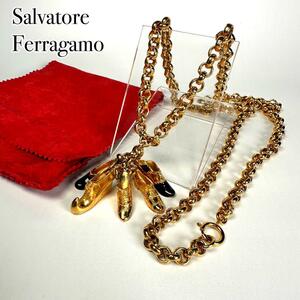 Salvatore Ferragamo シューズ パンプス チェーン ネックレス サルヴァトーレフェラガモ チャーム ゴールド 金色 アクセサリー 