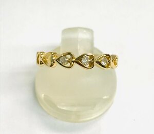 K18 Gold half Heart type diamond ring 11.5 number qoj.YW114