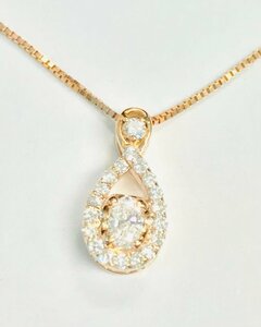 K18PG　ピンクゴールド　ダイヤモンド　ネックレス　ダイヤ0.11ct/0.09ct　N23　qoj.YPO10