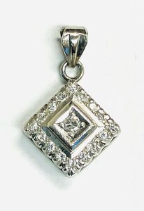 Pm900 platinum diamond square design pendant top D0.13/0.09 qoj.YYX03