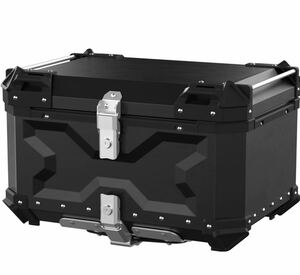 LASIEYOバイク 100L リアボックス アルミ トップケース 大容量 大型リアボックス バックレスト 防水 ブラック クッション付け (ブラック)