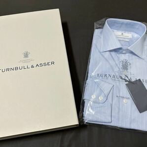 【最終価格】【未使用】正規店購入 TURNBULL & ASSER（ターンブル&アッサー） ブルー ストライプ ドレスシャツ 40cm 定価6.6万円の画像2