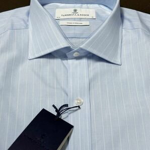 【最終価格】【未使用】正規店購入 TURNBULL & ASSER（ターンブル&アッサー） ブルー ストライプ ドレスシャツ 40cm 定価6.6万円の画像5