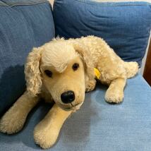 レア シュタイフ ゴールデンレトリバー ハッソ Steiff Golden Retriever Hasso ビンテージ 絶版品 寝そべり モヘア ぬいぐるみ 約55cm 犬_画像1