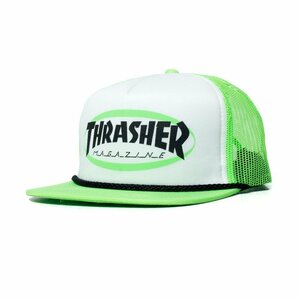 新品 THRASHER スラッシャー US企画 トラッカーキャップ メッシュキャップ 5パネル スポンジ オールド 蛍光グリーン