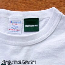 新品 Champion チャンピオン T1011 ミシガン大学 カレッジTシャツ ヘビーウェイト USA 米国製 ホワイト 白緑 染み込みプリント 校章 M_画像4