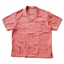 新品 HOUSTON ヒューストン ボーリングシャツ チェーンステッチ刺繍 オープンカラーシャツ アメカジ オールドスクール レトロ XL ピンク_画像2