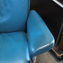 T976)【送料別】EKORNES ビュー シグニチャー Mサイズ 本革ストレスレスチェア/オットマン 2018年製 ブルー 椅子 北欧 エコーネス 参考46万_画像6