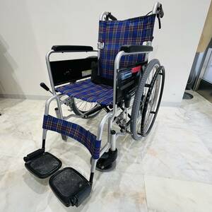 QA1805 折り畳み車椅子 KAWAMURA 車いす 介護介助 自走式車椅子 最大体重100㎏ 介助ブレーキ 検K