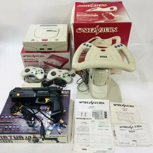 NA6070 セガサターン 本体通電〇 HST-3220 レーシングコントローラー HSS-0141 バーチャガン HSS-0152 SEGA 箱/取説付き ゲーム機 検K 