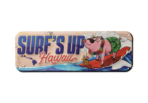 ハワイアン サインプレート サインボード 看板 インテリア 雑貨 おしゃれ 壁 玄関 ティンサイン SURFS UP PIG