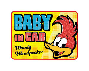 ウッディーウッドペッカー ステッカー アメリカン キャラクター アメリカ かわいい 車 赤ちゃん 乗ってます BABY IN CAR スクエア