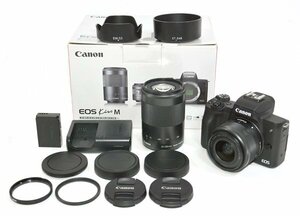 ★極美品！CANON キャノン EOS Kiss M ダブルズームキット ミラーレス デジタル一眼レフカメラ 元箱付！★