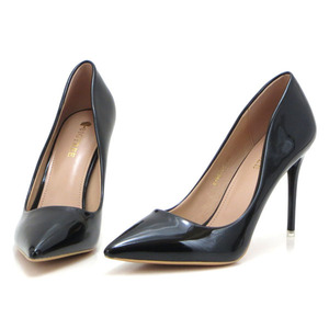  new goods large size pumps black 26cm 133315-42 enamel style high heel 