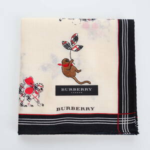 ■未使用　BURBERRY バーバリー　ハンカチ　さる　刺繍■