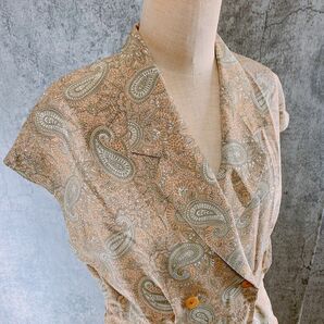 【レトロ・vintage】paisley no sleeve longdress