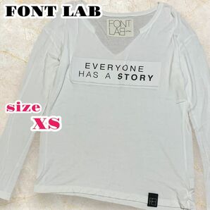 USA製 FONT LAB プリント 長袖 Tシャツ ロンT Vネック