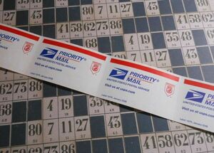 海外紙もの　 アメリカ郵便公社　 USPS PRIORITY MAIL 2008年　 ラッピング　封印　ステッカー　シール 　50枚