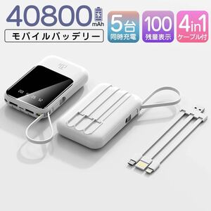 モバイルバッテリー 40800mAh PSE認証済 軽量 急速充電 白