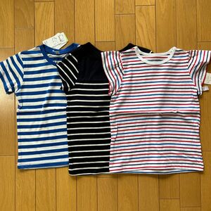 新品　半袖　綿100 tシャツ　3枚セット　ボーダー　120 まとめ売り