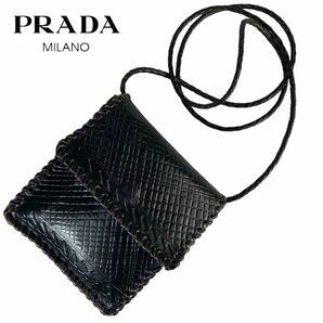 美品 PRADA プラダ イントレチャート 編み込み 斜め掛け 肩掛け ショルダーバッグ 1円スタート メンズ レディースの画像1