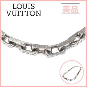 ルイヴィトン M00307 コリエ チェーン モノグラム ネックレス シルバー LOUIS VUITTON メンズ 