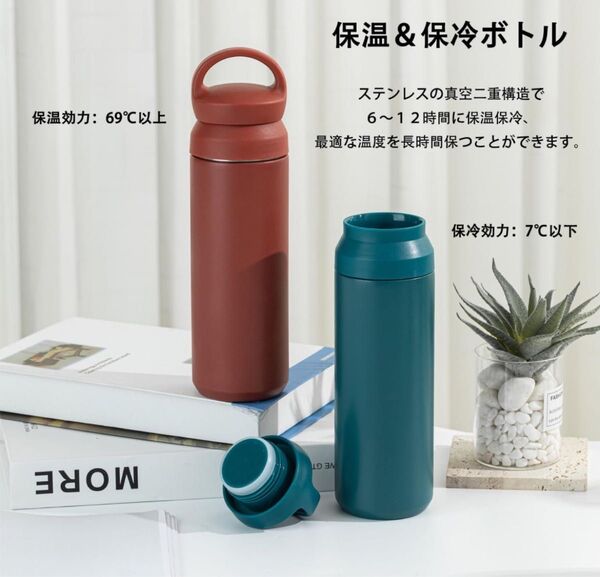 水筒 500ml 保温 保冷 洗いやすい 軽い 直飲み ハンドル フィルター付き 滑りにくい