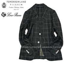 トゥモローランド ロロピアーナ ウール シルク リネン ツィード LINEN TWEED チェック テーラード ジャケット 44 TOMORROWLAND Loro Piana_画像1