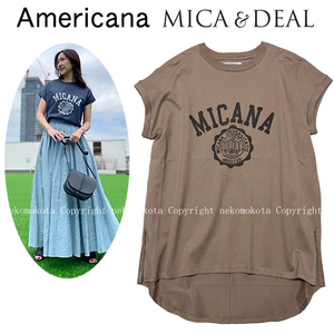 未使用 MICANA アメリカーナ mica&deal 別注 コラボ カレッジ ロゴ Tシャツ ライトブラウン マイカアンドディール Americana マイカーナ