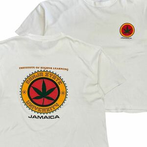 90s JAMAICA 半袖 Tシャツ XL ガンジャ大学 カレッジ ロゴ ラスタ GANJA STATE UNIVERSITY ジャマイカ ヴィンテージ