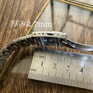 18mm 銀色 3連 プッシュ式バックル 時計ベルト 時計バンド 金属 中古品の画像5