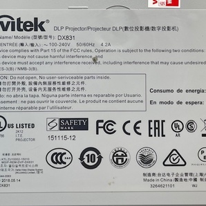 T3849 VIVItek/ヴィヴィテック DLPプロジェクター DX831 ランプ使用時間140/1 バッグ・リモコン付きの画像9