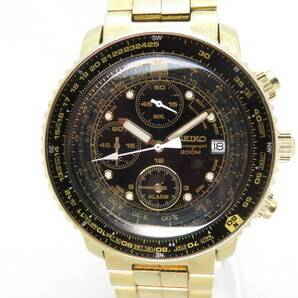 1円～【電池切れ】SEIKO セイコー インターナショナルコレクション クロノグラフ 7T62-0EB0 メンズ腕時計 文字盤ブラック ゴールド 4-4-10の画像1