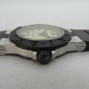 1円～【動作品】BVLGARI ブルガリ アルミニウム AL32A クオーツ ボーイズ腕時計 デイト ラバーベルト ブラック 4-7-7の画像2