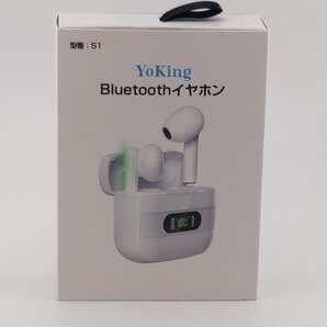 3077〇/YoKing ワイヤレスイヤホン S1 Bluetooth5.3 ENC/CVCノイズキャンセリング 最大36時間再生 電池残量表示 軽量 ホワイト【J0047】の画像1