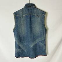 00s 美品 正規品 Levi's RED TAB 62598-50 リーバイス レッドタブ スタッズ カットオフ デニムベスト USED加工 L_画像2