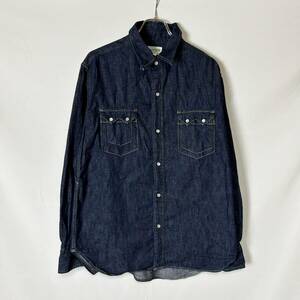 美品 日本製 正規品 SASSAFRAS WEEDS DIGGER SHIRT ササフラス ウィーズディガー デニムシャツ チンストラップ 濃紺 インディゴ L