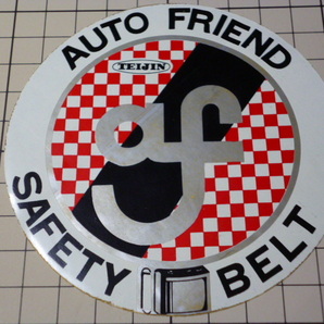 希少 正規品 TEIJIN AUTO FRIEND SAFETY BELT ステッカー 当時物 です(100mm) ビンテージ テイジン オートフレンド セーフティ ベルトの画像1