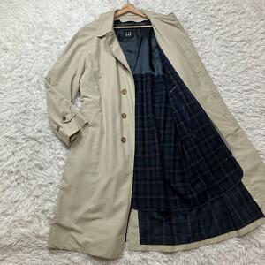 ライナー付き◎着丈117cm◎Lサイズ◎dunhill ダンヒル ステンカラーコート メンズ ビジネス ロング丈 アウター ベージュ イタリア製