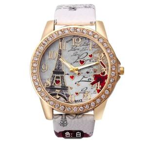 女性エッフェル塔腕時計(ホワイト) 高級パターンクォーツ腕時計
