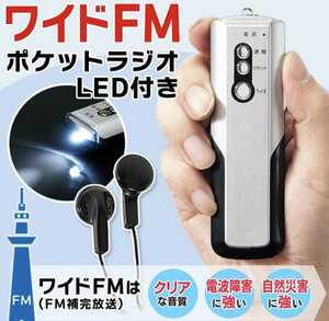 ワイドFM FM補完放送対応 スティックFMラジオ (単四電池2本サービス)