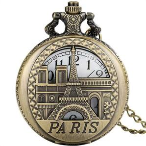 ヴィンテージパリエッフェル塔クォーツ懐中時計(PARIS-1)の画像1