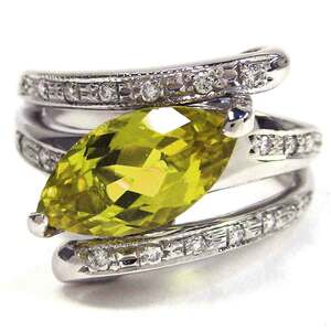  No-brand lady's ring yellow tourmaline diamond Pt900 used grade : recycle * finish settled sun ya pawnshop 