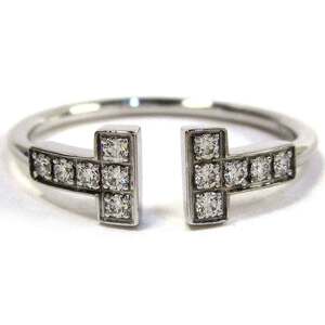  Tiffany ring T wire diamond Au750(WG) used grade : recycle * finish settled sun ya pawnshop 