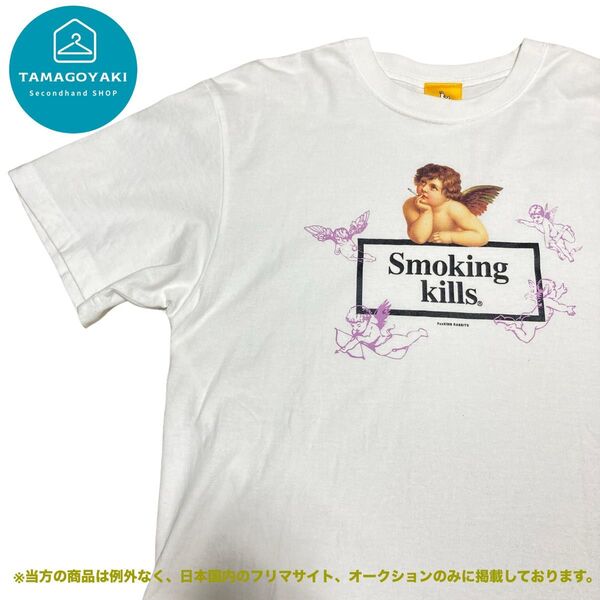 FR2 Tシャツ　smoking kills 天使　タバコ　喫煙　美品　L 大きめ　白　エンジェル　限定　絵画　カットソー